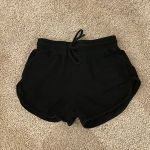 Black Drawstring Dolphin Shorts